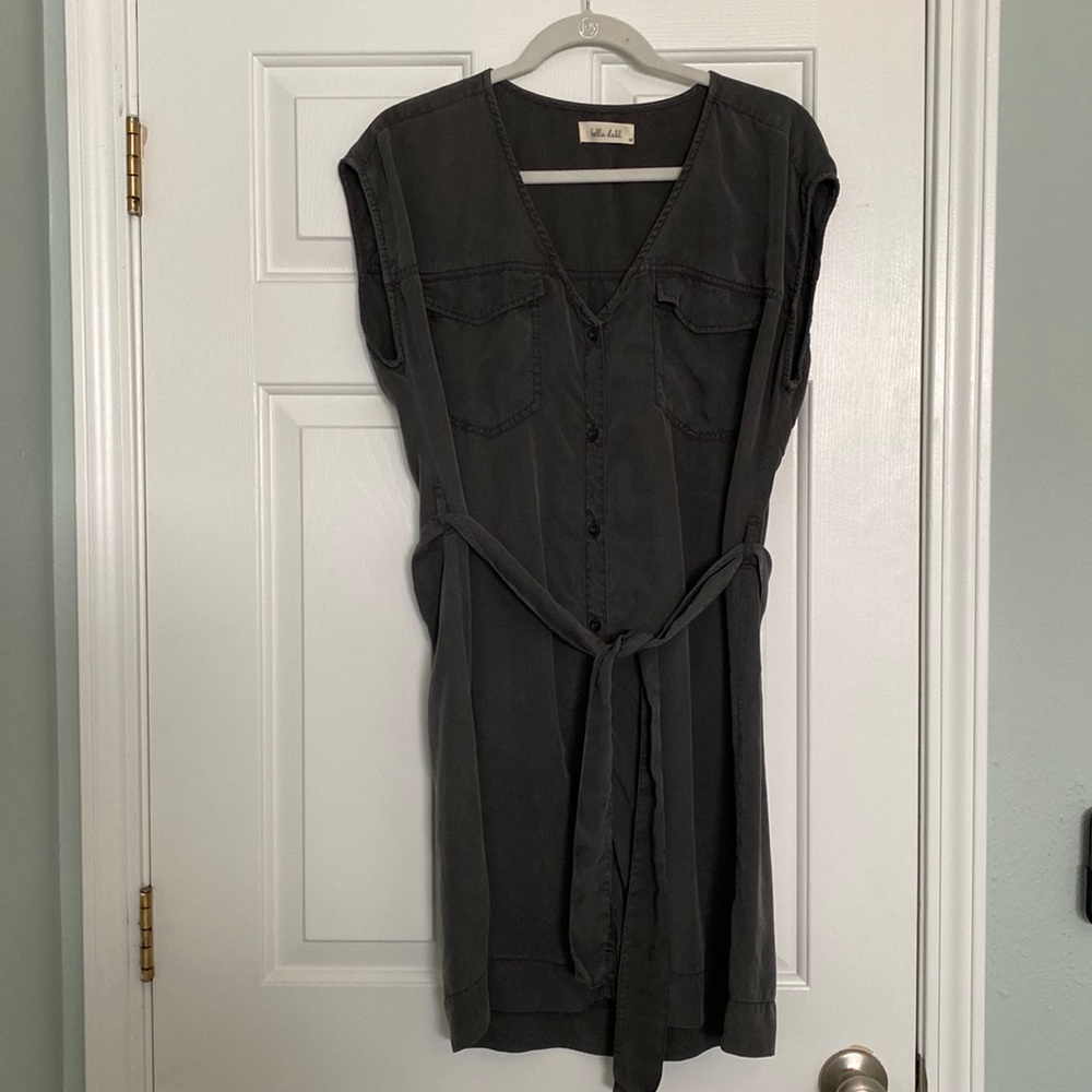 Bella Dahl Black Belted Button up Tencel Dress